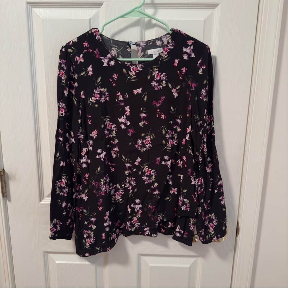 J Jill Floral Black and Pink Women's Top